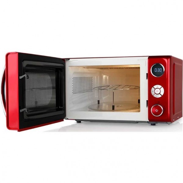 Orbegozo mig2042 microondas de 700w digital con grill de 20 litros de capacidad y diseño en rojo y plata