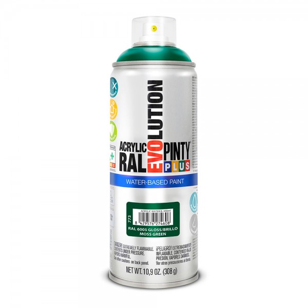 Pintura acrílica spray evolution water-based 520 cc ral 6005 verde musgo