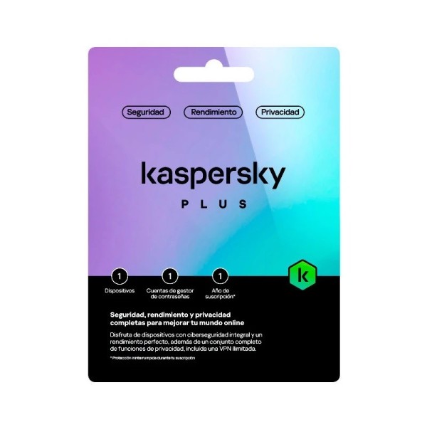 Kaspersky plus  1l/1a+ regalo tarj.monedero
