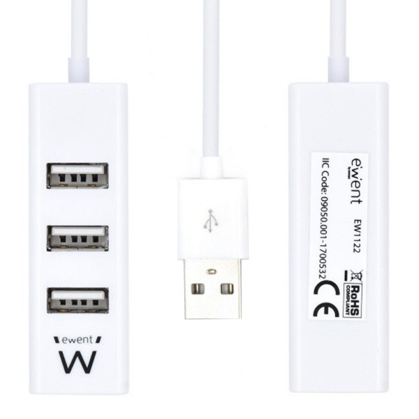 Ewent ew1122 mini-hub usb 4 puertos blanco