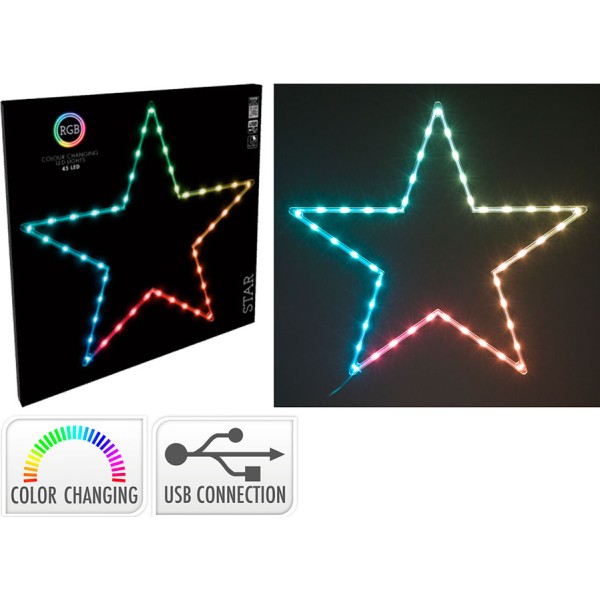 Estrella rgb 45 led, multifunción, interior, 60 x 0,6 x 57 cm