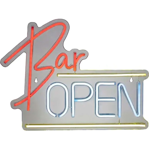 Luz led neón decorativa bar open, 40 x 30 x 1,5 cm