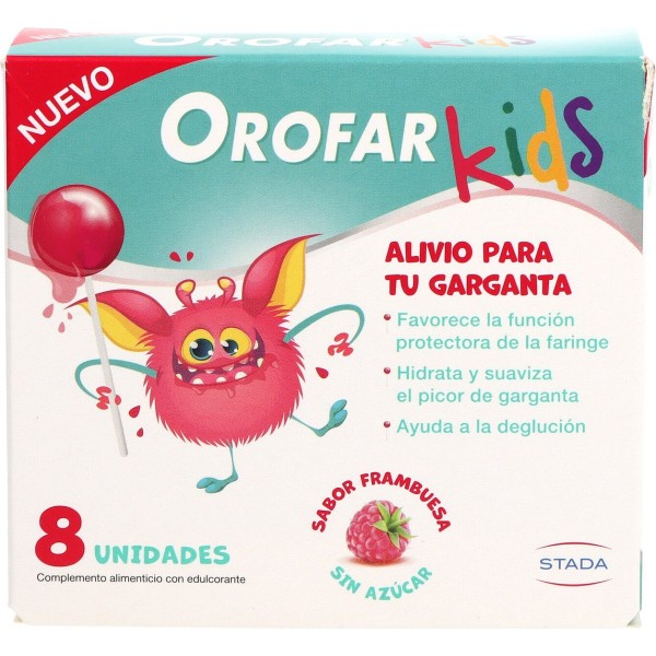 Orofar Kids 8 Piruletas Sabor Frambuesa